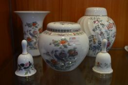 Wedgwood Pottery Ginger Jars, Vase and Bells