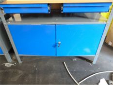 *Steel Work Table with Wood Top with Drawers and C