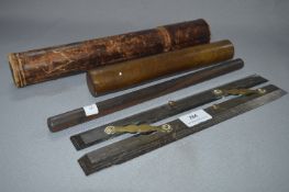 B.Cooke & Son Hull Parallel Rule and Two Leather Bound Tubes