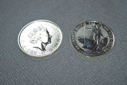 Two 1oz Fine Silver Britannia Commemorative Coins