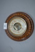 Circular Carved Wood Barometer