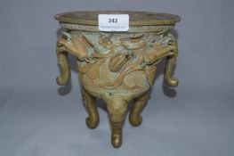 Asian Embossed Bronze Jardiniere Planter on Elephant Feet