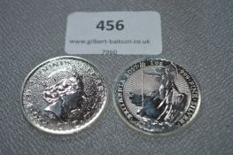 Two 1oz Fine Silver Britannia Commemorative Coins