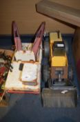 Tonka Tin Plate Twin Crane Wrecker Truck and a Tractor