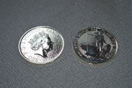 Two 1oz Fine Silver Britannia Commemorative Coins