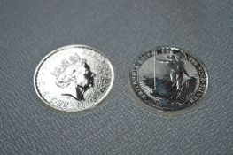 Two 1oz Fine Silver Britannia Commemorative Coins