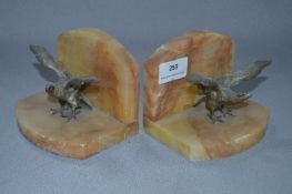 Pair of Onyx Bookends with Spelter Eagles