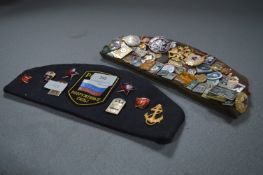 Two Russian Military Hats with Enamel Badges