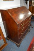 George III Mahogany Bureau with Stepped Interior and Swan Neck Handles on Bracket Feet