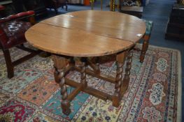 17th Century Two Drawer Oak Barley Twist Drop Leaf Gate Leg Table