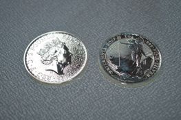 Two 1oz Fine Silver Britannia Commemorative Coins