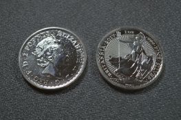 Two 1oz Fine Silver Britannia Commemorative Coins