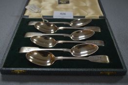 Cased Set of Six Hallmarked Silver Teaspoons - London 1873, Approx 120g