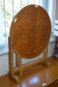 Oriental Circular Carved Teak Gate Leg Folding Table