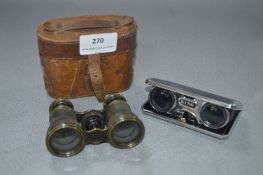 Pair of Opera Glasses in Leather Case and Another Pair
