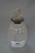 Silver Topped Cut Glass Scent Bottle - London 1909