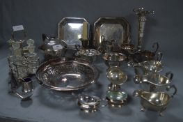 Selection of Silver Plated Items, Vases, Dishes, Tea Ware, Condiments, etc.