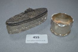 Engraved Hallmarked Silver Napkin Ring and a Silver Lidded Jar
