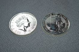 Two 1oz Fine Silver Britannia Commemorative Coins