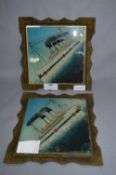 Pair of WWI Studies on Glass of Lost Steam Hospital Ships