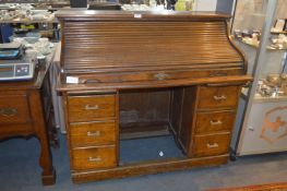 Oak Roll Top Twin Pedestal Desk