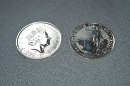 Two 1oz Fine Silver Britannia Commemorative Coins