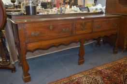 18th Century Three Drawer Low Oak Dresser on Silhouette Legs