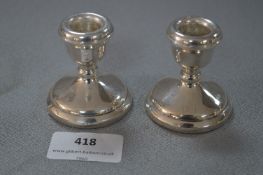 Pair of Hallmarked Silver Dwarf Candlesticks - Birmingham 1976