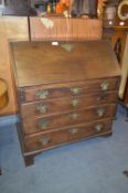 Georgian Mahogany Bureau with Fitted Interior and Brass Handles