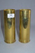 Pair of WWI Brass Bombshells 1918
