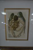 Salvador Dali Wood Cut Engraving - Purgatory Canto 1 The Fallen Angel Divine Comedy