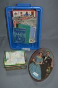 Two Tin Containing a Collection of Stamp Albums and Glue Stamps