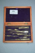 Mahogany Cased Drawing Set