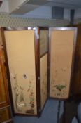 Three Fold Mahogany Framed Needlework Tapestry Screen 5'11