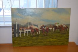 Oil Painting on Canvas - Horse Racing Scene 
