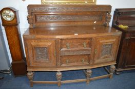 Victorian Carved Oak Sideboard with Shelf Back