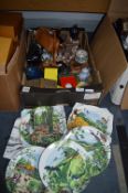 *Box Containing Ornaments, Glassware, Decorative Plates, Bird Boxes, etc.