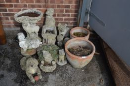 Selection of Concrete Garden Ornaments and Two Ter