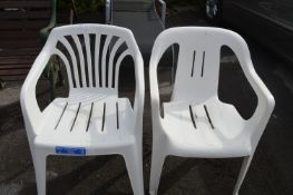 Two White Plastic Garden Chairs
