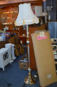 Silver & Brass Effect Standard Lamp with Shade