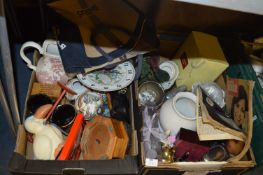 Two Boxes of Assorted Pottery and Glassware Includ