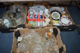 Four Boxes Containing Glassware, Dinnerware, Decor