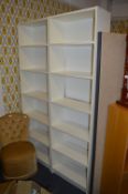 *Pair of White Laminate Six Height Bookshelves