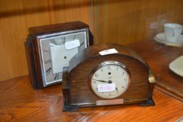 Two Wood Cased Mantel Clocks