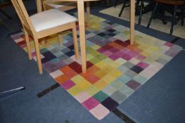 Multi-Coloured Square Patterned Rug 88cm x 42cm