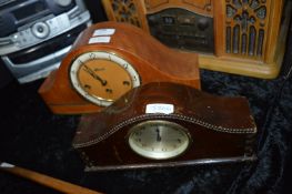 Two Wood Cased Mantel Clocks