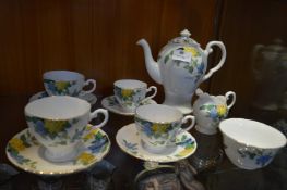 Blue & Yellow Floral Patterned Twelve Piece Tea Se
