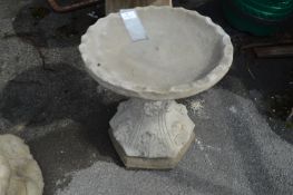 Reconstituted Limestone Birdbath on Pedestal Base
