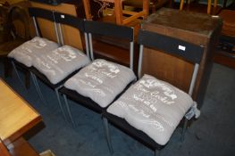 *Set of Four Chrome & Black Ash Dining Chairs