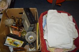 Box Containing Assorted Trophies, Prints, Car Cass